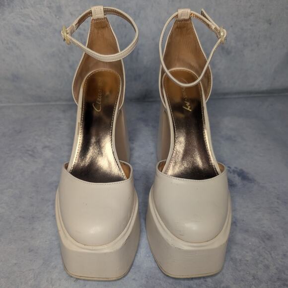 Circus by Sam Edelman Bailey Ankle Strap Platform Pumps in Vanilla Bean, Size 8 - Picture 6 of 12